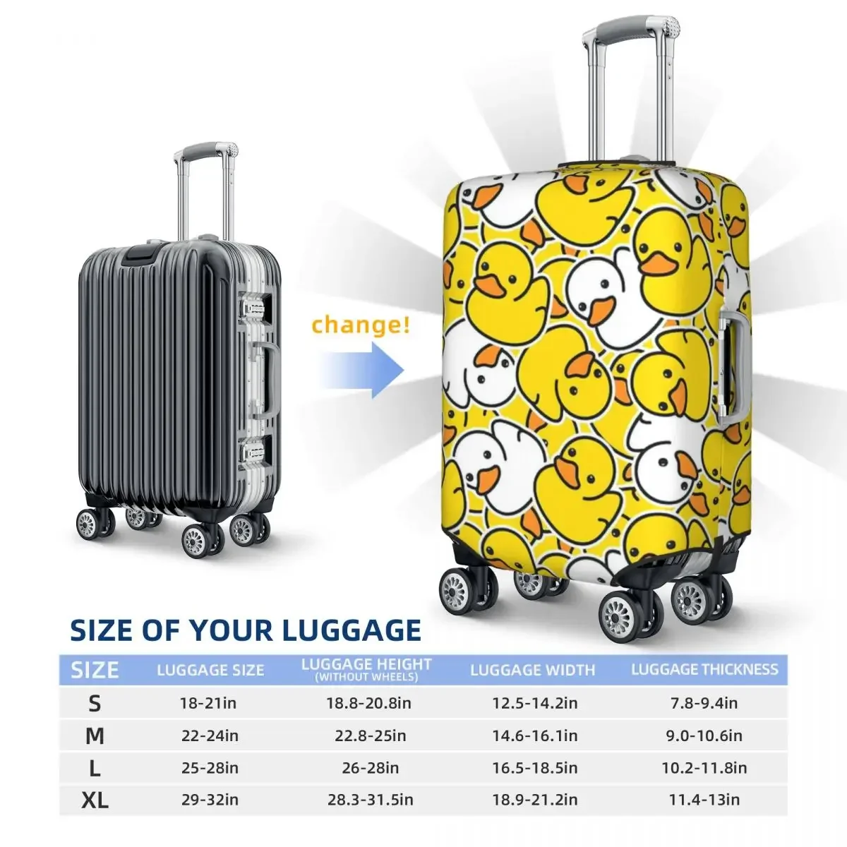 Duck Print Luggage Protective Dust Covers Elastic Waterproof 18-32inch Suitcase Cover Travel Accessories