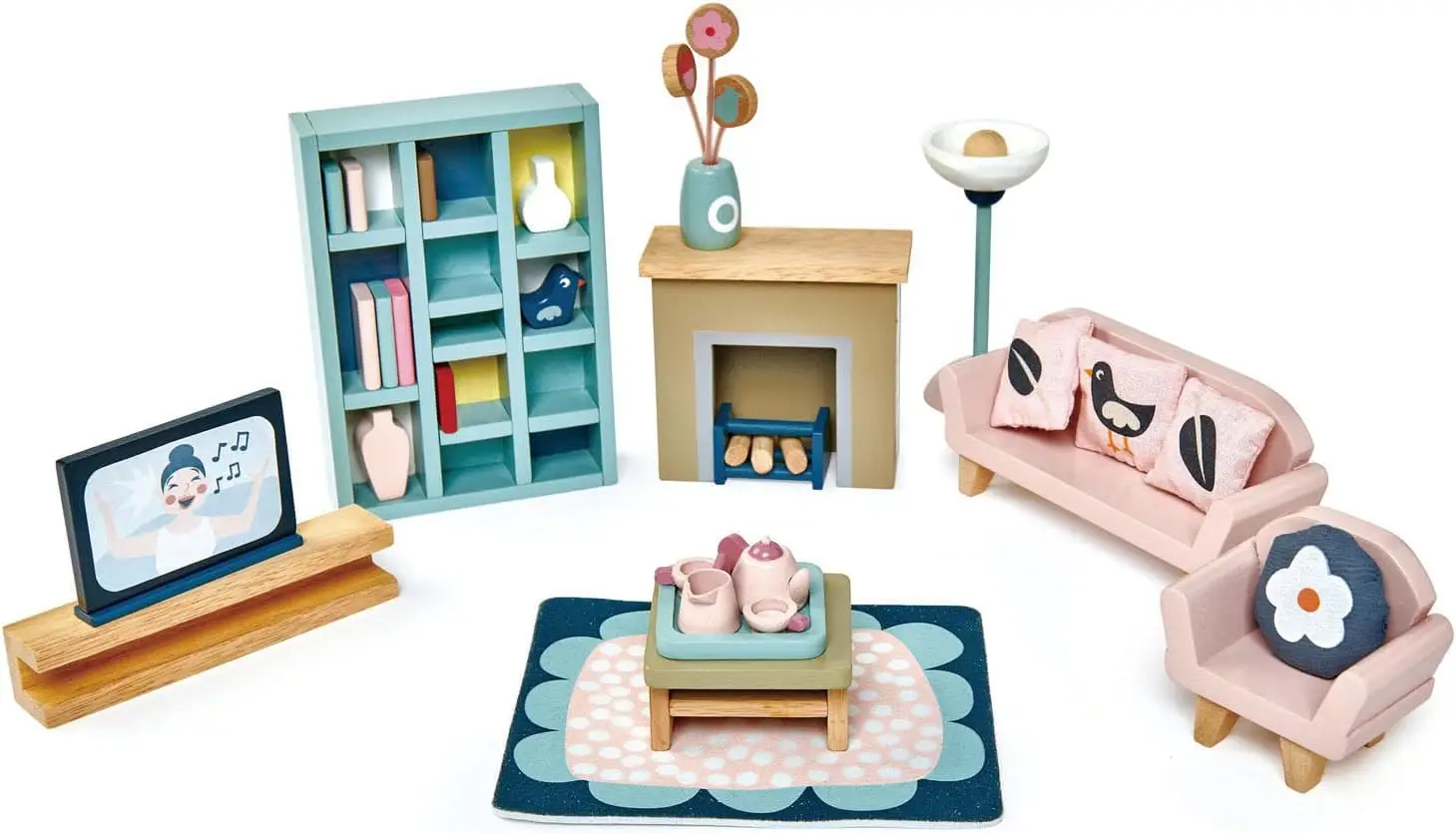 

Dovetail Dollhouse Accessories - Detailed Wooden Sitting Sets - Encourage Creative and Imaginative Fun Play for