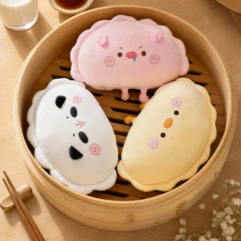 60x40cm Cute Dumpling Panda Throw Pillow Kawaii Animal Soft Stuffed Pig Duck Baby Sleeping Appease Pillow for Girls Gifts Decor