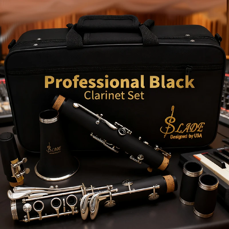 Clarinete de 17 teclas, clarinete profesional Bb, instrumento de barra, clarinete con Kit de limpieza, caja, destornillador, accesorios de cañas