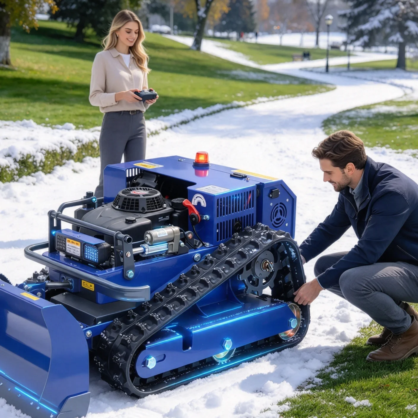 Customized Remote Control Lawn Mower eliminates weeds on farm terraces, turns flexibly to adapt staggered high.