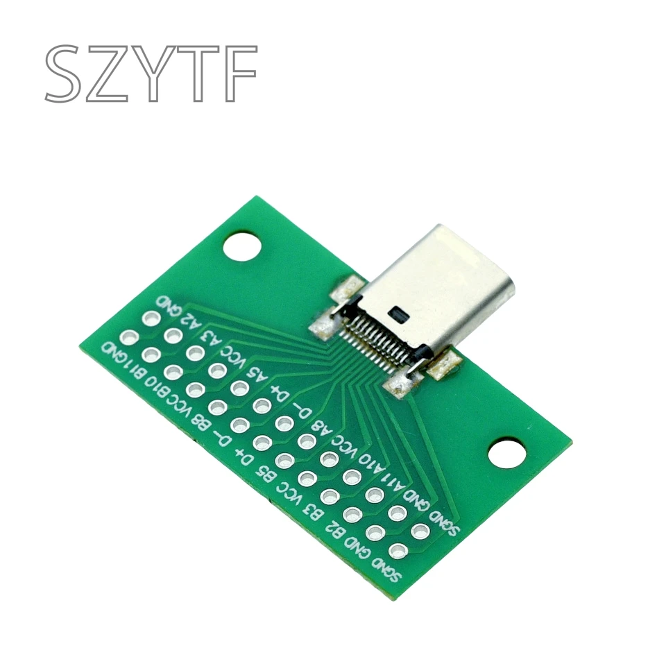 Type-C Male To Female USB 3.1 Test PCB Board Adapter Type C 24P 2.54mm Connector Socket For Data Line Wire Cable Transfer