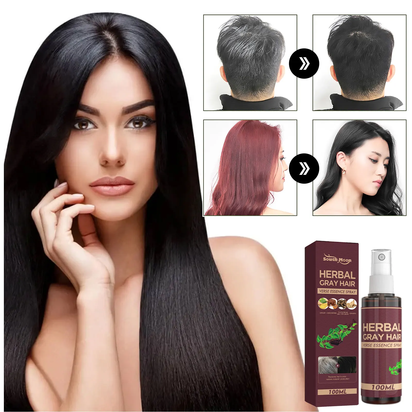 Polygonum Multiflorum Scalp Serum Essence Spray Grey/White Back To Black Scalp Hair Root Repairing Serum Conditioner Hair Care