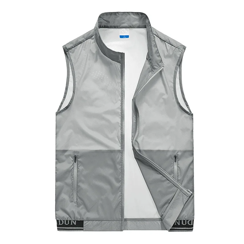 MaiDangDi-Chaleco sin mangas con cuello levantado para hombre, chaqueta informal ligera y transpirable para deportes al aire libre, caminar, ropa de