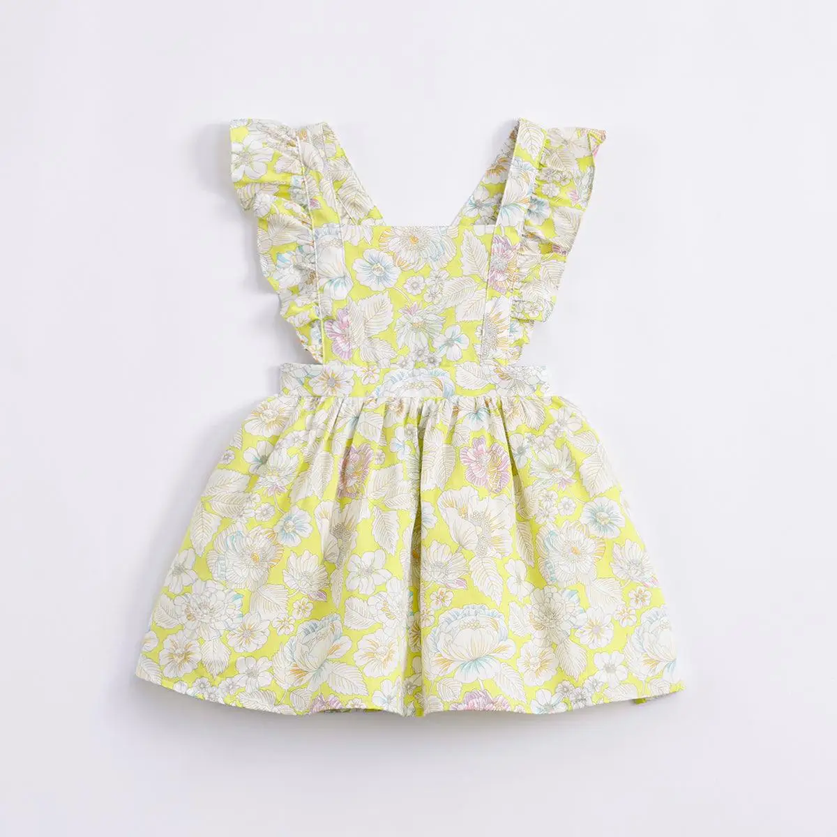 

MARC&JANIE Girls Summer Pastoral Style Floral Print Cotton Suspender Dresses 230152