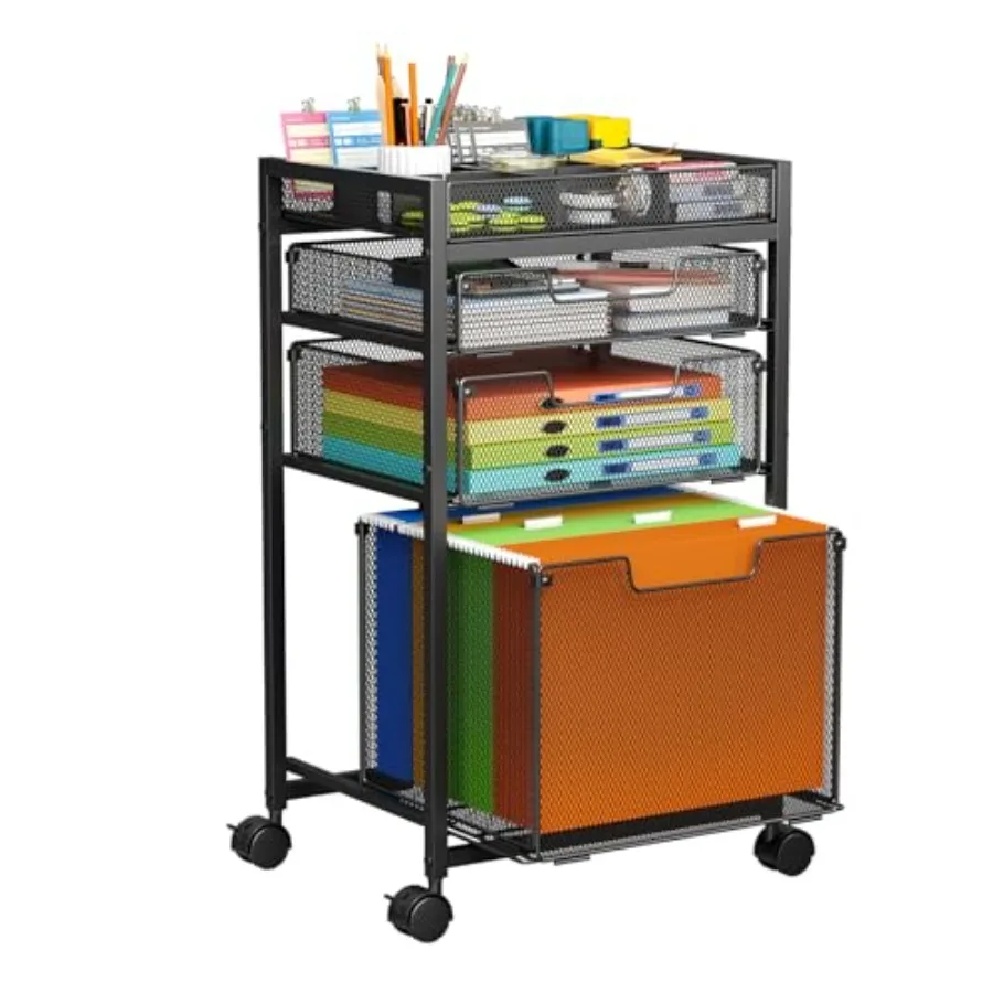 

Rolling File Cart with 3 Storage Drawers, Under Desk Filing Cabinet with DIY Divider, Hanging File Folder Organizer on Wheels,