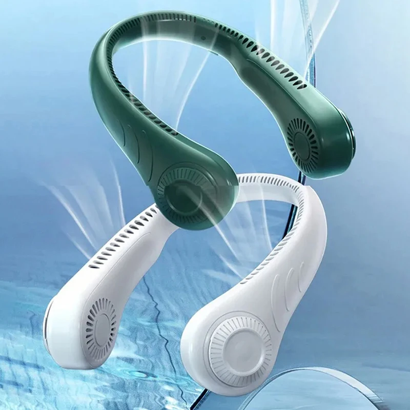 Portable Mini Hanging Neck Fan USB Rechargeable Bladeless Air Cooler 360 Degree Neck Strap Fan Outdoors Cooling Tools 2025
