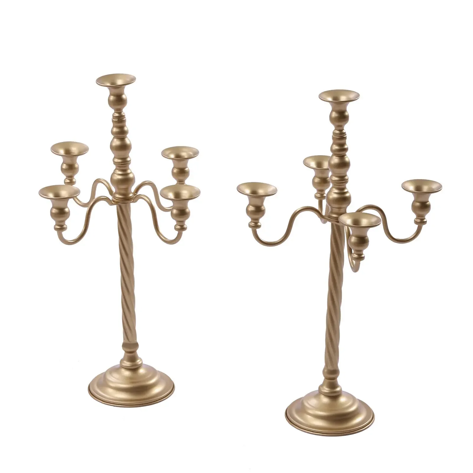 

2 Pcs Gold Candelabra Centerpieces – Candle Holders for 5-Head Tall Candles on Tables