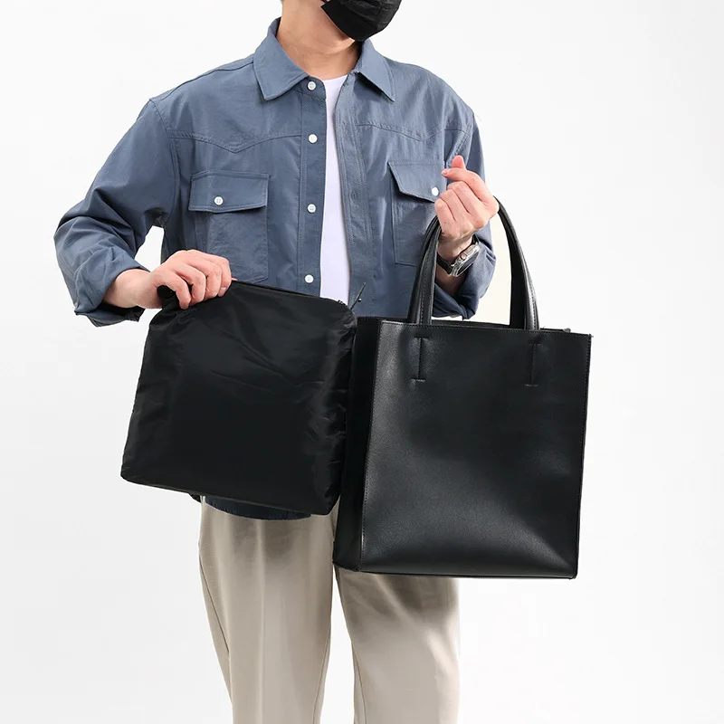 Fashion Shoulder Bag Men Women Large Capacity Tote Bag with Inner Pouch Handbags Luxury Soft Leather Laptop Bag Briefcase Unisex
