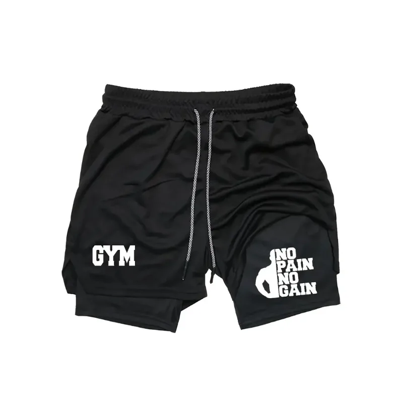 Men's Quick Drying Breathable Double-Layer Fashion Loose Casual Comprehensive Running Shorts Fitness Harajuku Sports Clothing