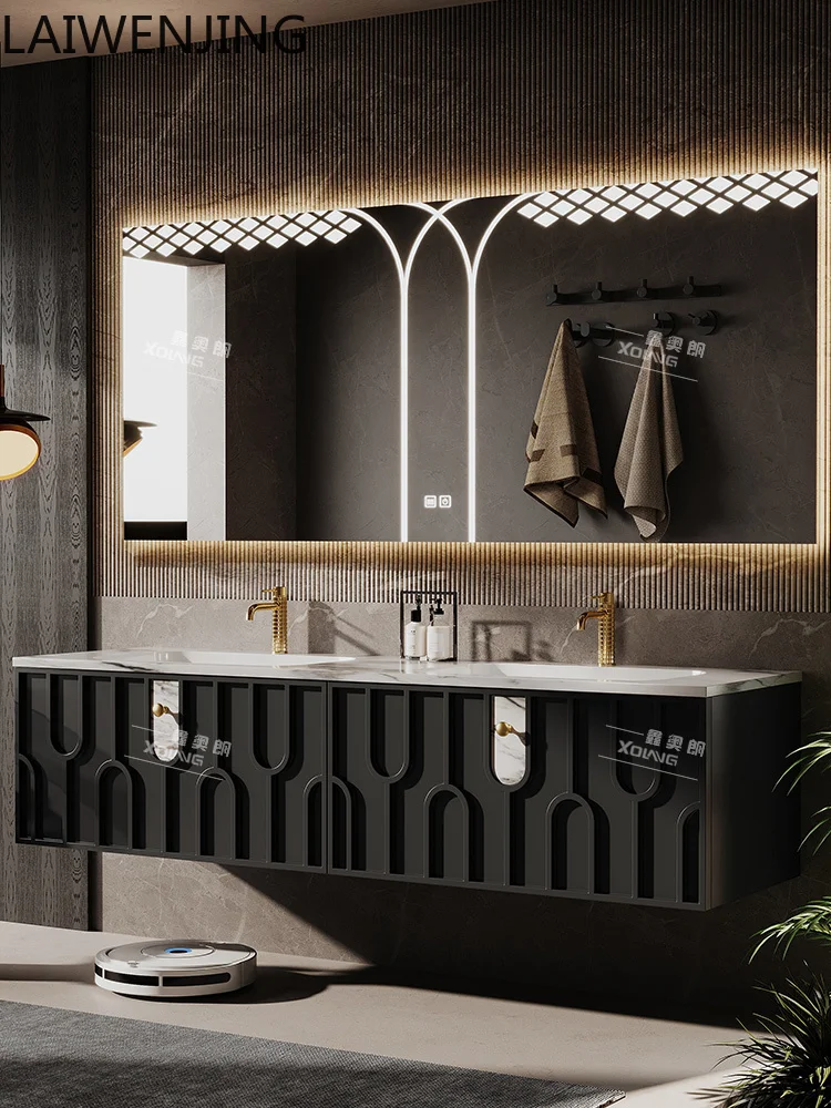 

HLZ light luxury simple bathroom cabinet combination bathroom double basin large size washing table hand washbasin