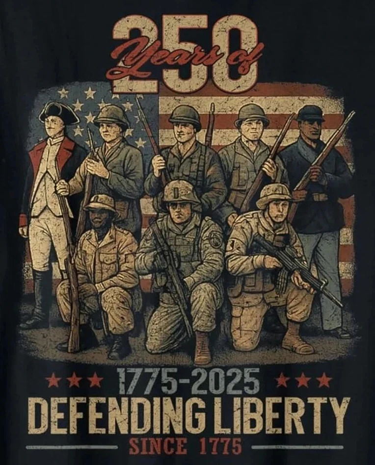 US Army Military Parade 250th Anniversary T-Shirt 100% Cotton O-Neck Short Sleeve Summer Casual Mens T-shirt Streetwear