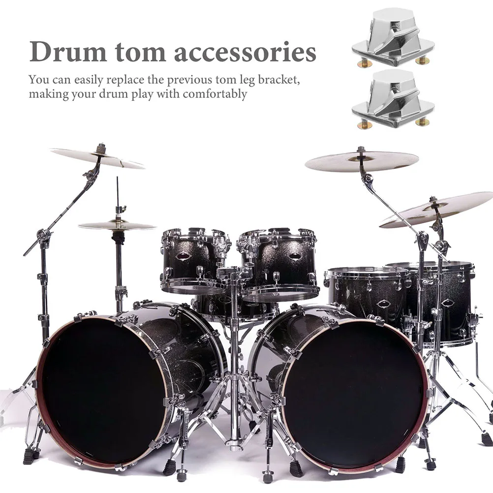 

2 Pcs Brackets Drum Saddle Accessories Tom Mount Set Holder Stand Silver Base for Kit