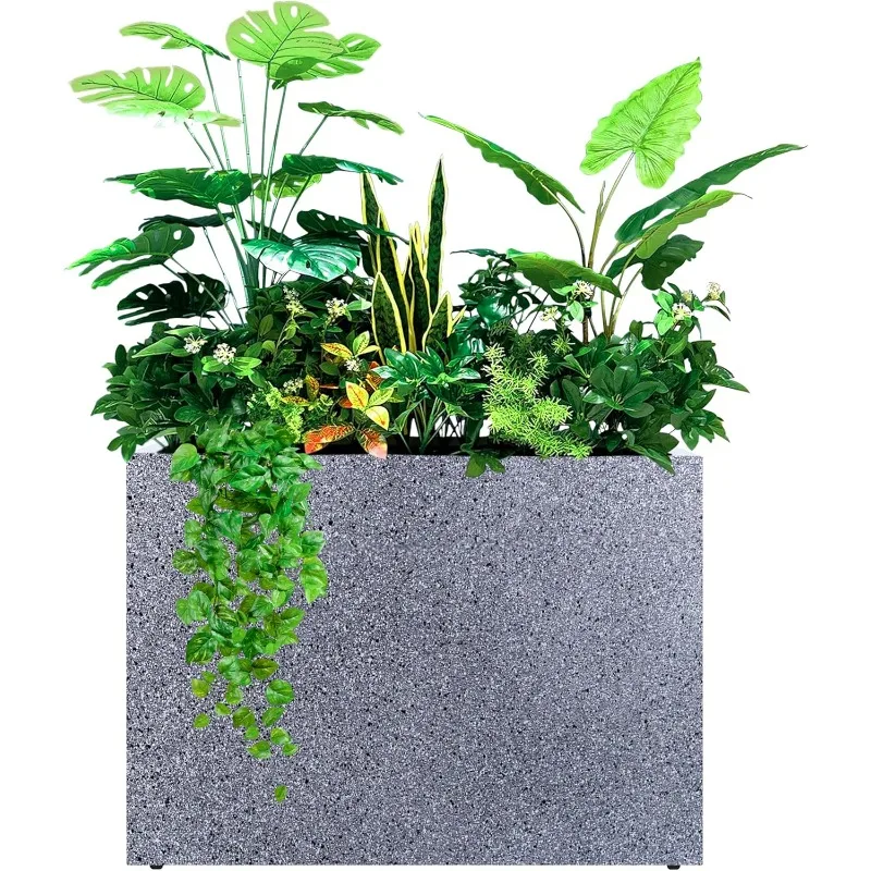 

Planter Box Metal Tall Outdoor Planters for Outdoor Plants Galvanized Steel Terrazzo