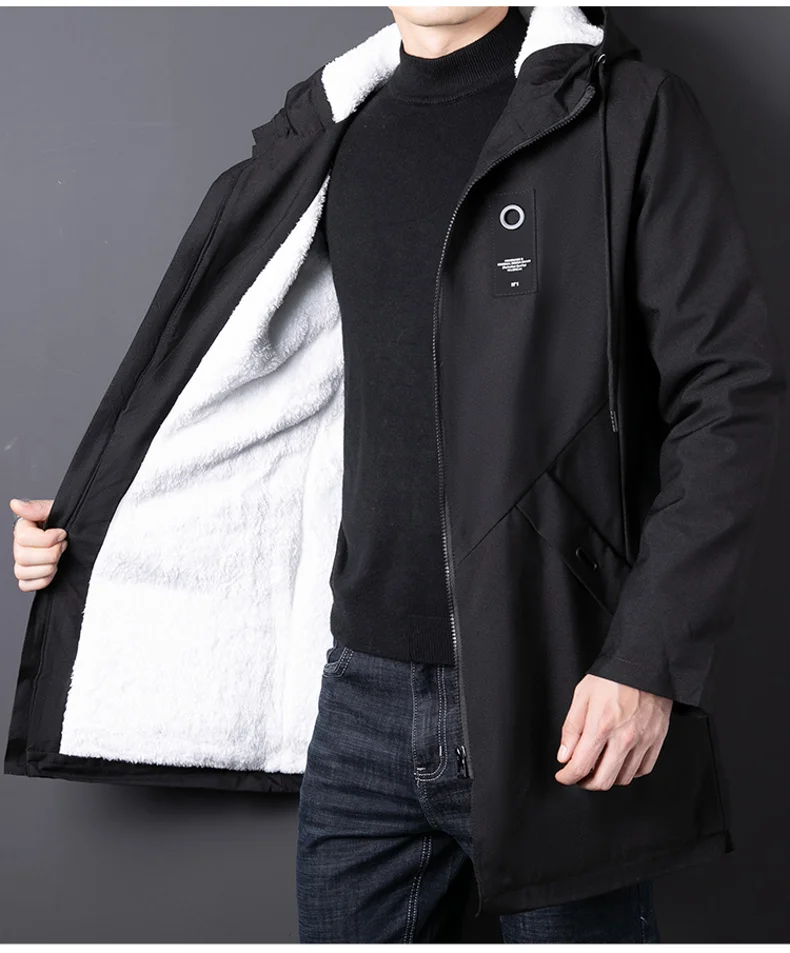 

Autumn New Classic Long Coat Men Winter Fleece Lined Trench Coat Men Korean Fashion Thick Warm Outwear Windbreaker Jacket