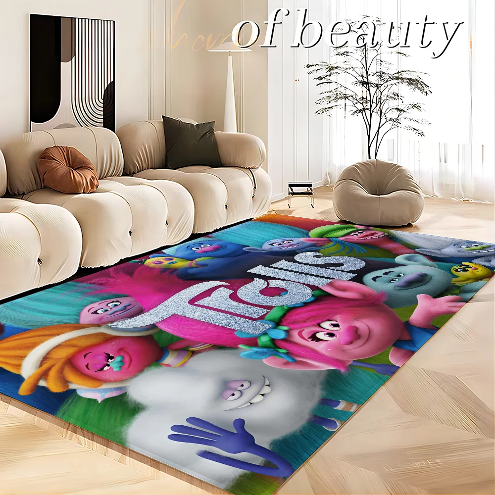 سجادة أرضية Happy Trolls مضادة للانزلاق تمتص الماء بشريط طويل وسادة نوم حصيرة Alfombra #6