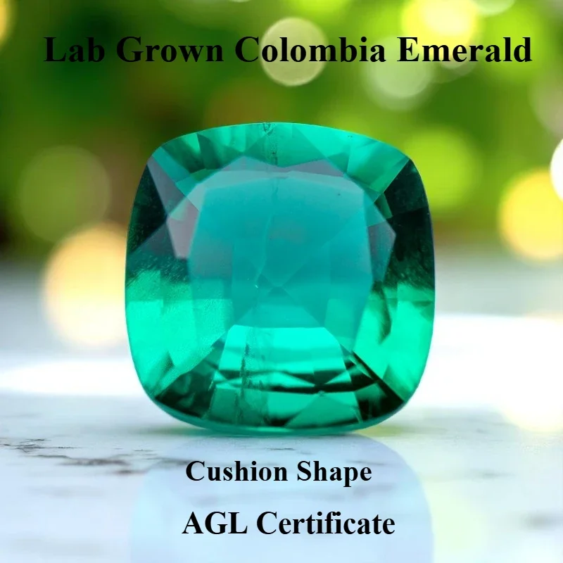 

Laboratory Colombia Emerald Green Color Cushion Shape Gemstone Charms Beads for Diy Jewelry Rings Pendants Making AGL Certificat