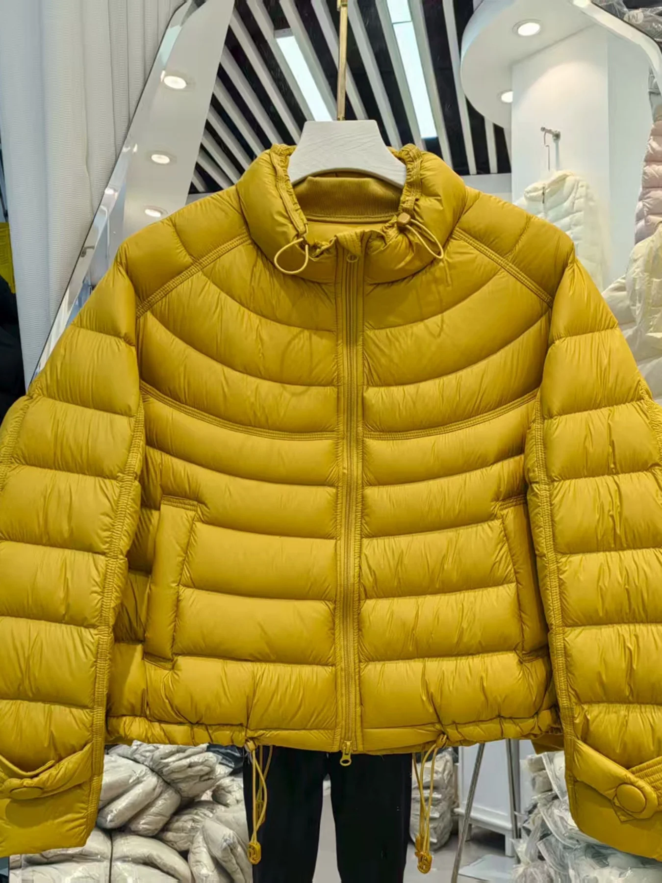 

Loose Fit Women's ort Puffer Jaet 90 down Stand Collar Cloud Feel Korean Sle Commute Wind Long Sve Warm Outerwear