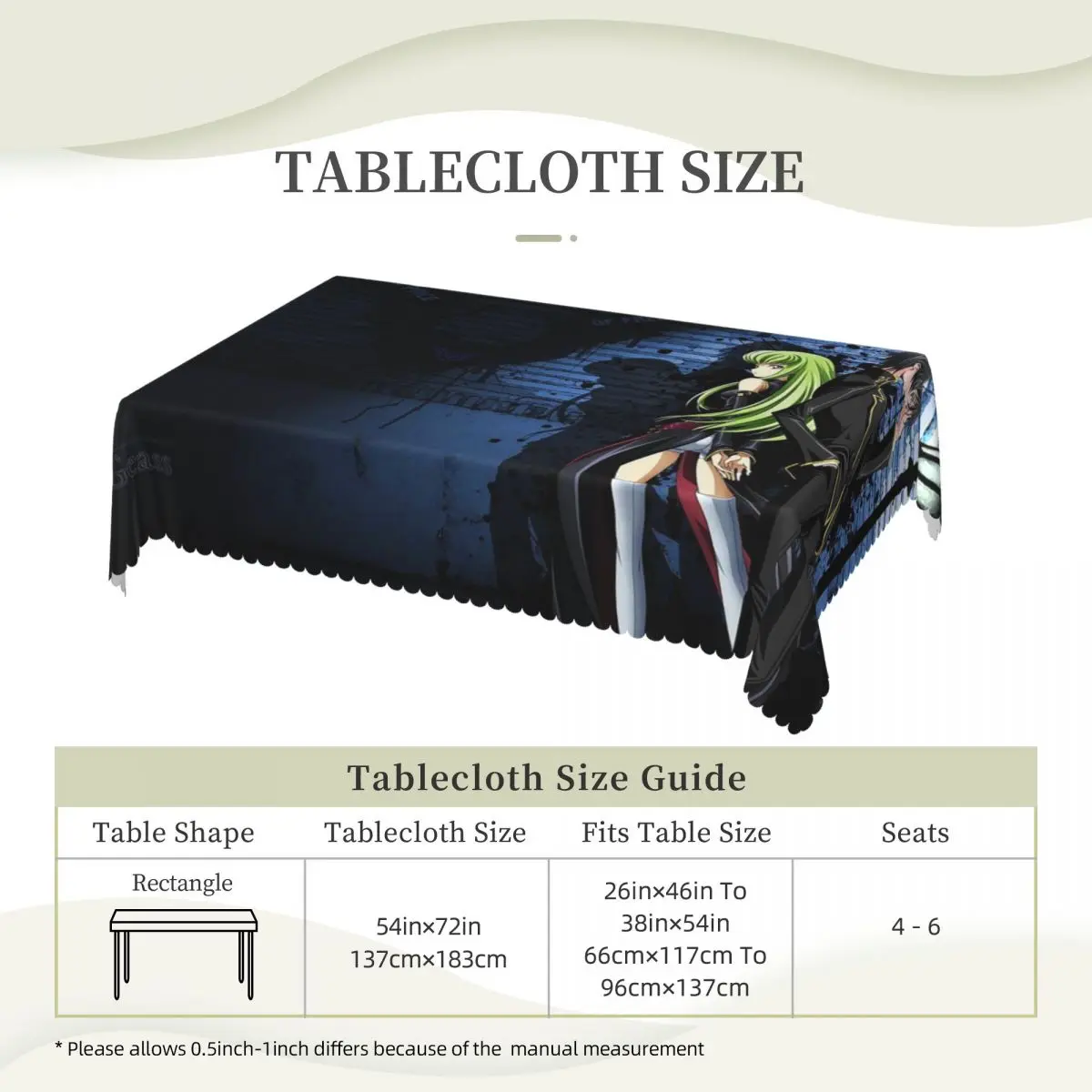 Code Geass Anime Tablecloth Restaurant Kitchen Rectangular Tablecloth Festival Party Decorations Tablecloth Dining Table Cover