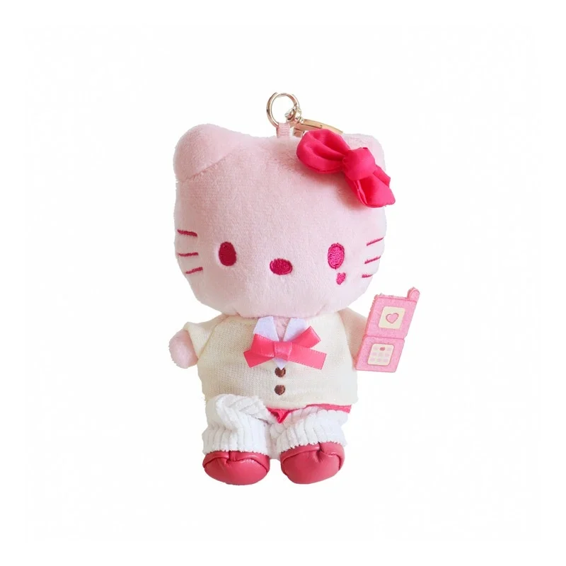 12 cm anime Hello Kitty cosplay schooluniform cartoon pluche pop hanger PP katoen gevulde pop kawaii sleutelhanger vakantiecadeau