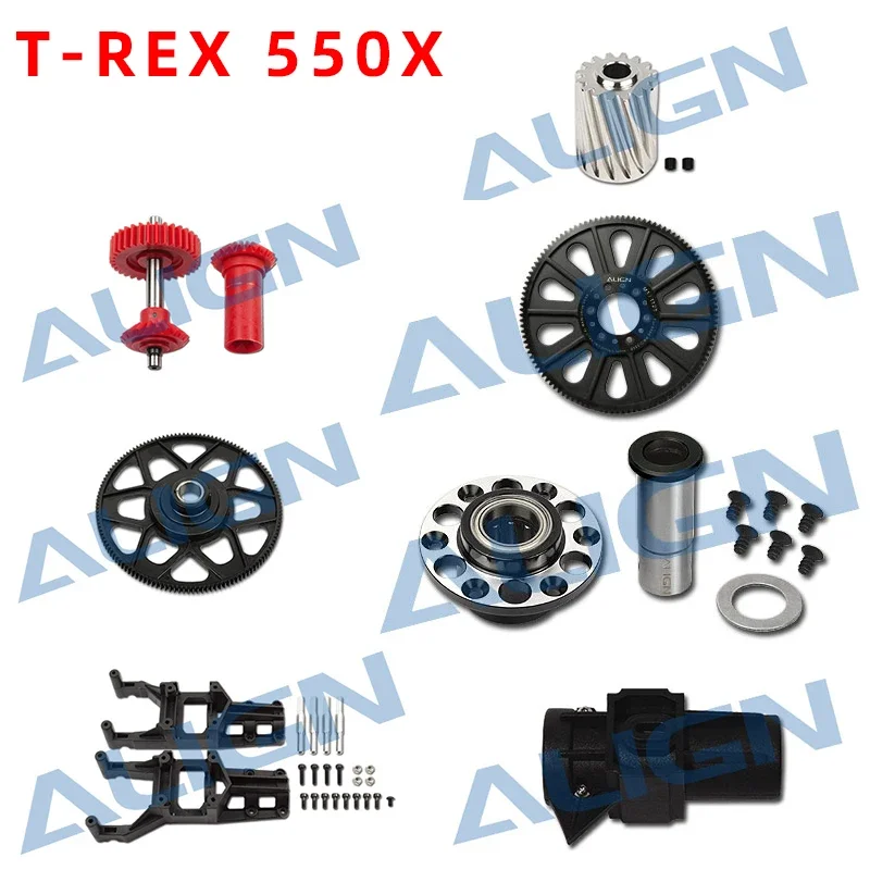 ALIGN T-REX 550X Motor Pinion Helical Gear 16T CNC Slant Thread Main Drive Gear/112T Main Gear Case Set Parts RC Helicopter