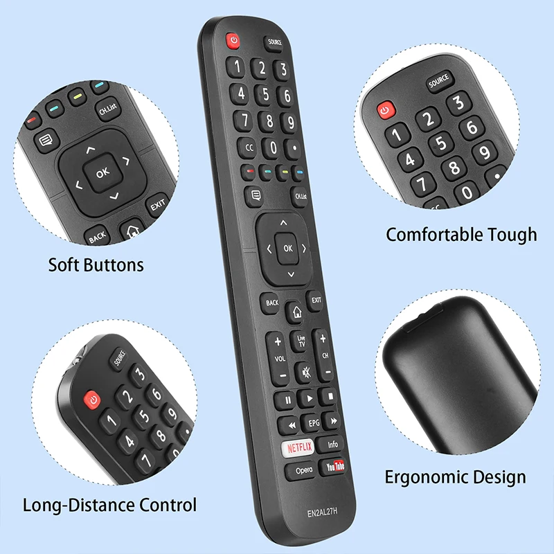 EN2AL27H Remote Control For Hisense LED LCD Smart TV 43N3000 50N3000 55N3000 With NETFLIX YouTube Buttons