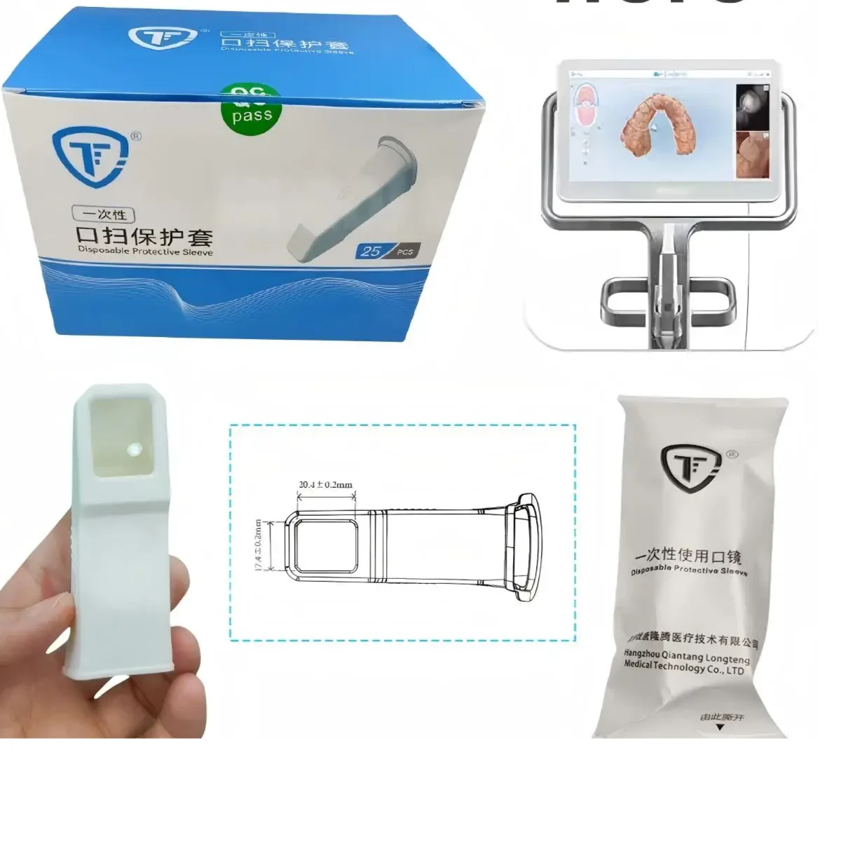Disposable Dental Intraoral Scanner Protective Sleeves for 25pcs/Box, Barrier Film Covers to Prevent Cross Infection