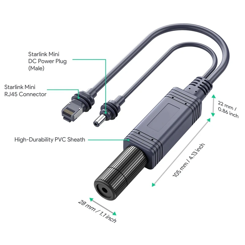 Y16A 100W Isolated Gigabit POE Splitter RJ45 Interface 1000Mbps Speed and Reliable DC Power Output for Starlink Mini Dishy