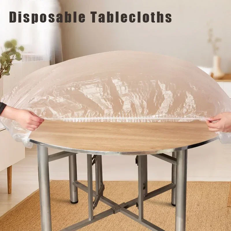 Disposable elastic hem tablecloth for round and square tables, thickened, waterproof, oil-proofeasy to clean