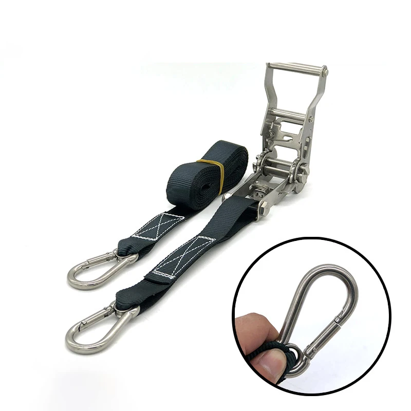 Direct Sale 1 Inch 25mm Black Endless Winder Stainless Steel L/ock Ratchet Tie down Strap with No Hook Polyester Material