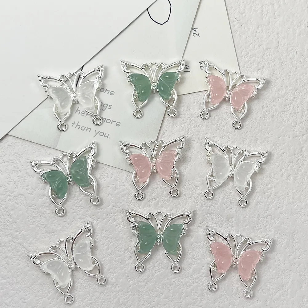 

50pcs New Fashion Butterfly Pendant Charms Handmade Silvery Color Necklace Earrings Pendant Charms Diy Jewelry Making Findings