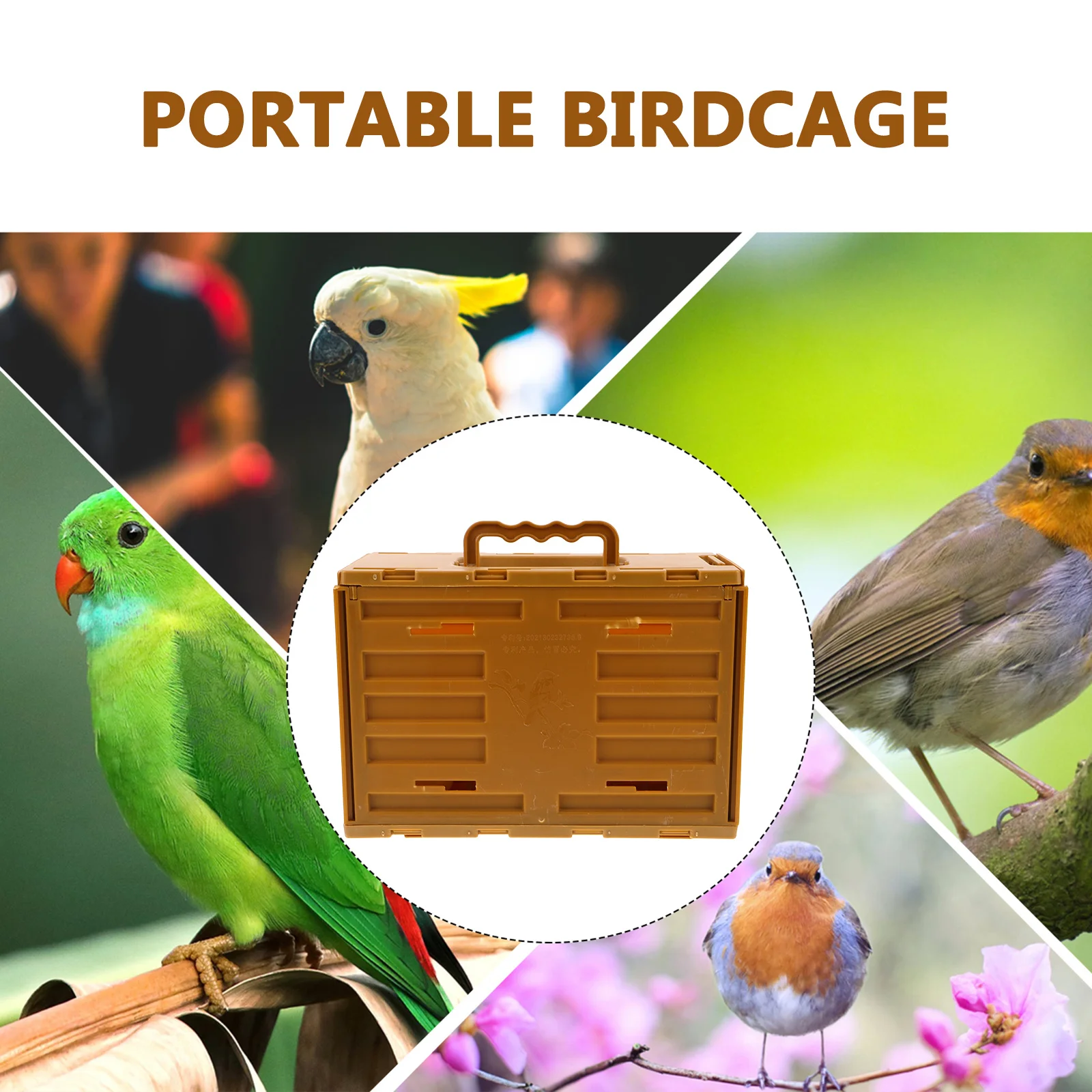 Transportín de pájaros portátil, jaula de viaje de plástico ligera con asa, caja de transporte de mascotas ventilada segura para pájaros pequeños al aire libre