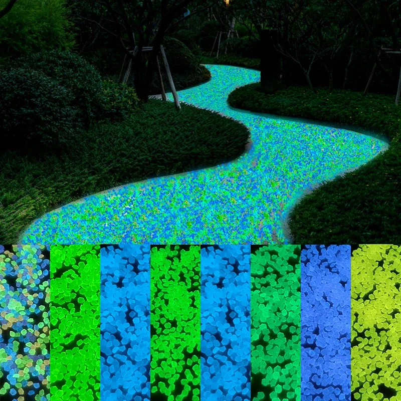 1000Pcs Mini Luminous Stones Pebbles Glow In The Dark Outdoor Pool Walkways Path Patio Lawn Garden Glow Stones Decorations