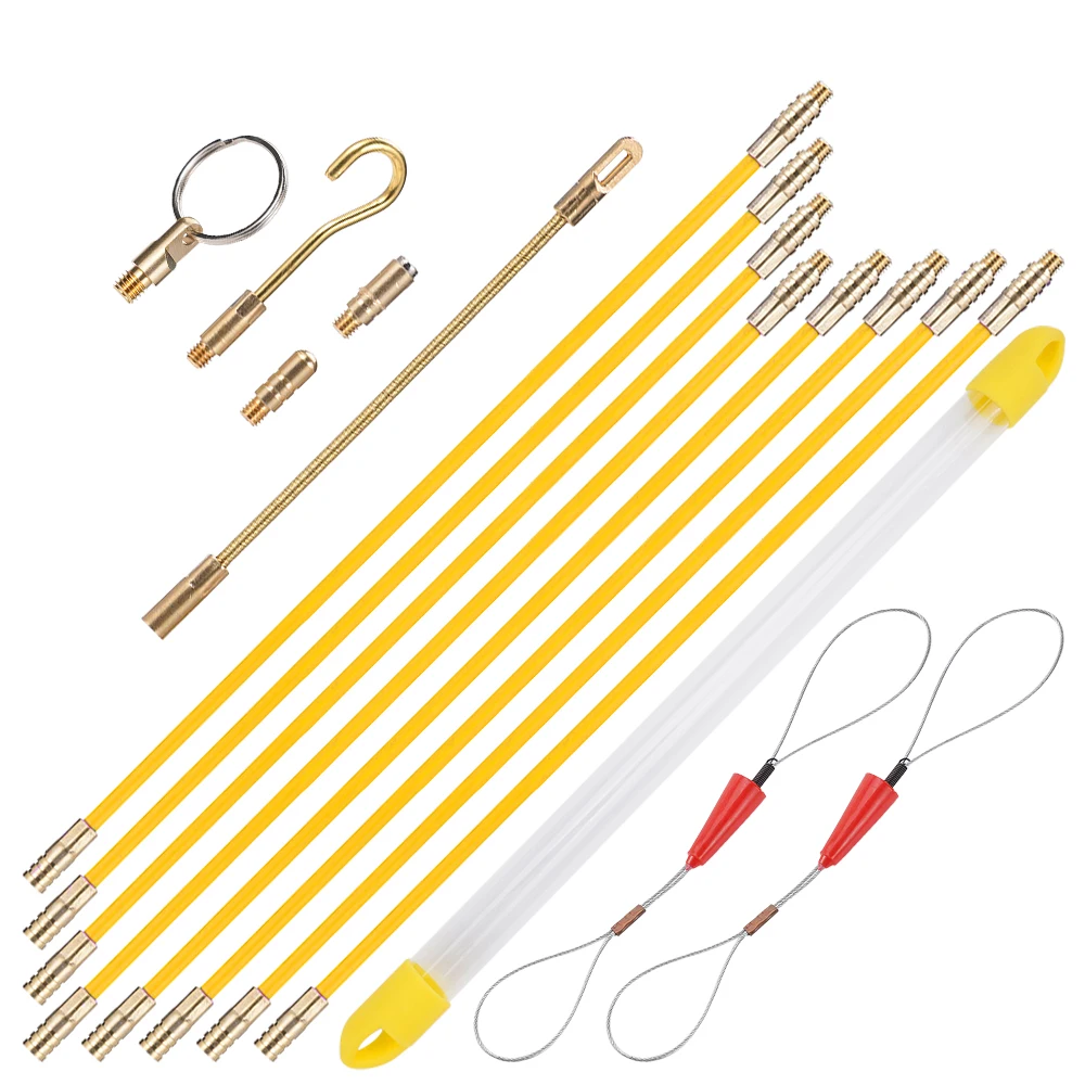 

10Pcs 33/45cm Diameter 4mm Fiberglass Cable Push Puller Running Cable Wire Kit Wall Electrical Cable Installing Rods Wiring Tool