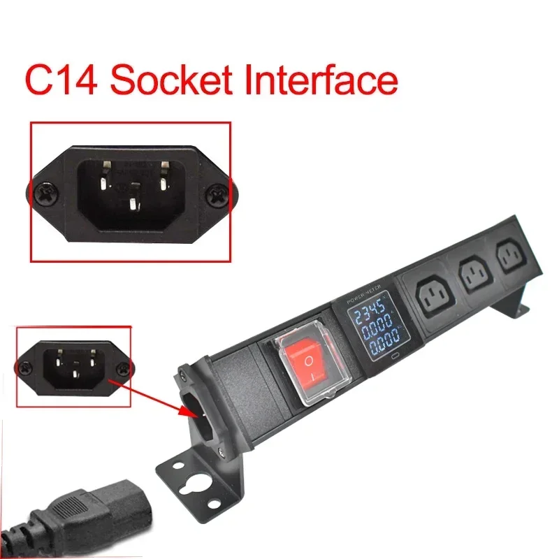 C13 socket PDU power board network cabinet rack C14 port desktop socket 1-9AC double break switch with ammeter wireless