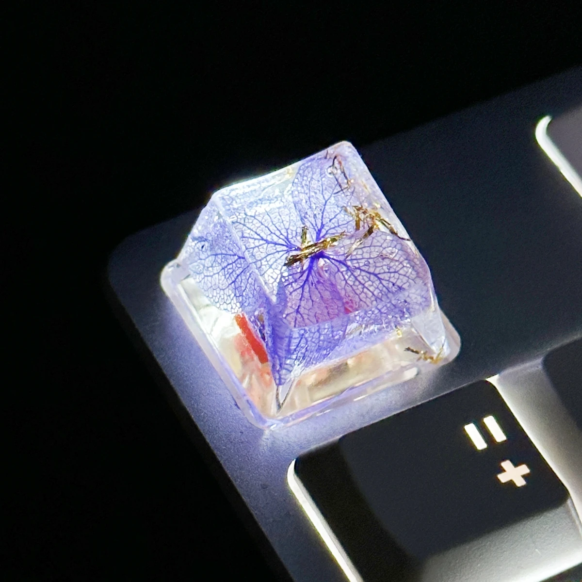 1pc original drop adhesive gold foil transparent flower key cap Eternal hydrangea true flower cross axis mechanical keyboard key