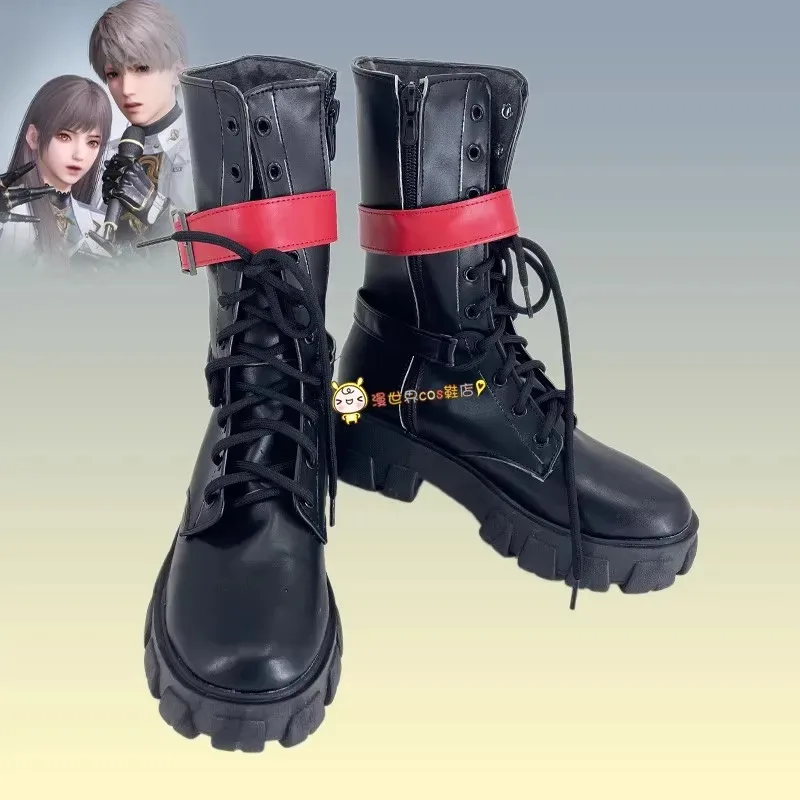 DY20Love และดีพสเปซฮีโรอีนฮันเตอร์คอสเพลย์เครื่องแต่งกายรองเท้าหนังเทียมสีดำบู๊ทส์ 25