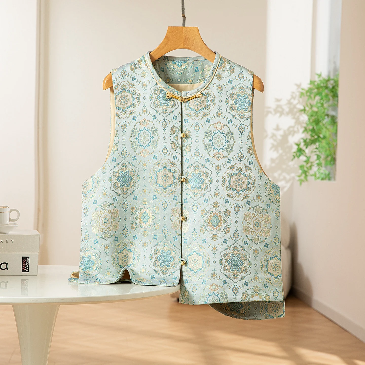 

Lanboba Xiang Silk Vest Women's round Ne Outerwear Traditional Chinese Sle Single Button Closure 00% Silk