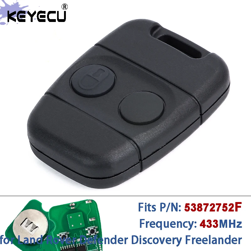 

KEYECU 53872752F 3TXB 433MHz Replacement 2 Buttons Remote Key Key Fob for Land Rover Defender Discovery Freelander MG for NIssan