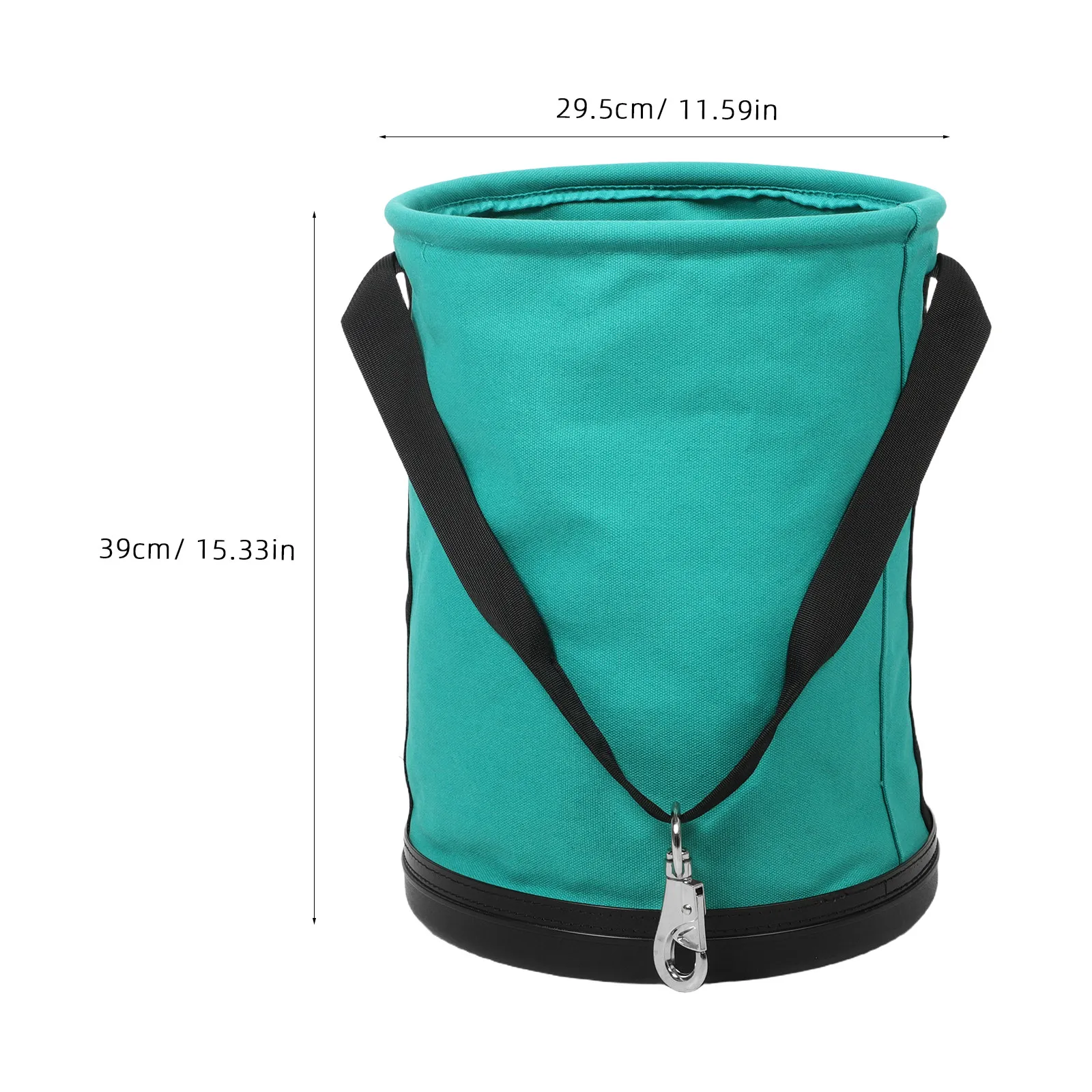 Heavy Duty Canvas Bucket .6x15 Round Hard Bottom Work Storage Bag Swivel Hook Tool Organizer Utility Carrying Bag