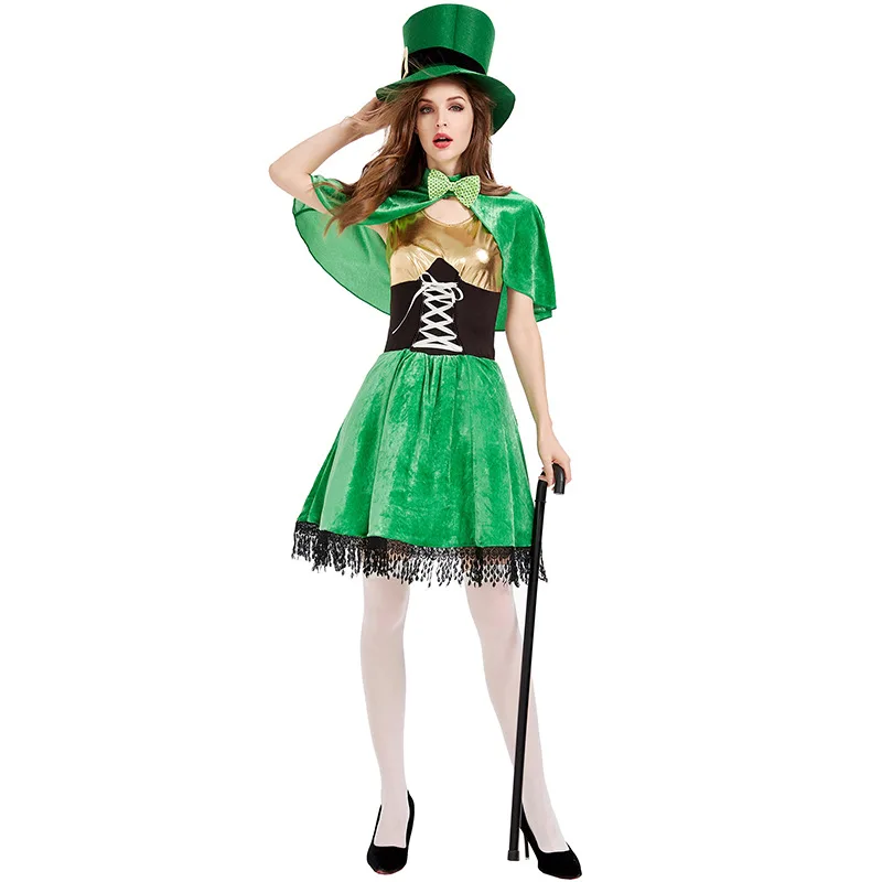 St Patri's Dayenn الجنية القزم أداء زي loween المرأة الجنية تأثيري الزي المرحلة العرقية ارتداء بدلة للسيدات