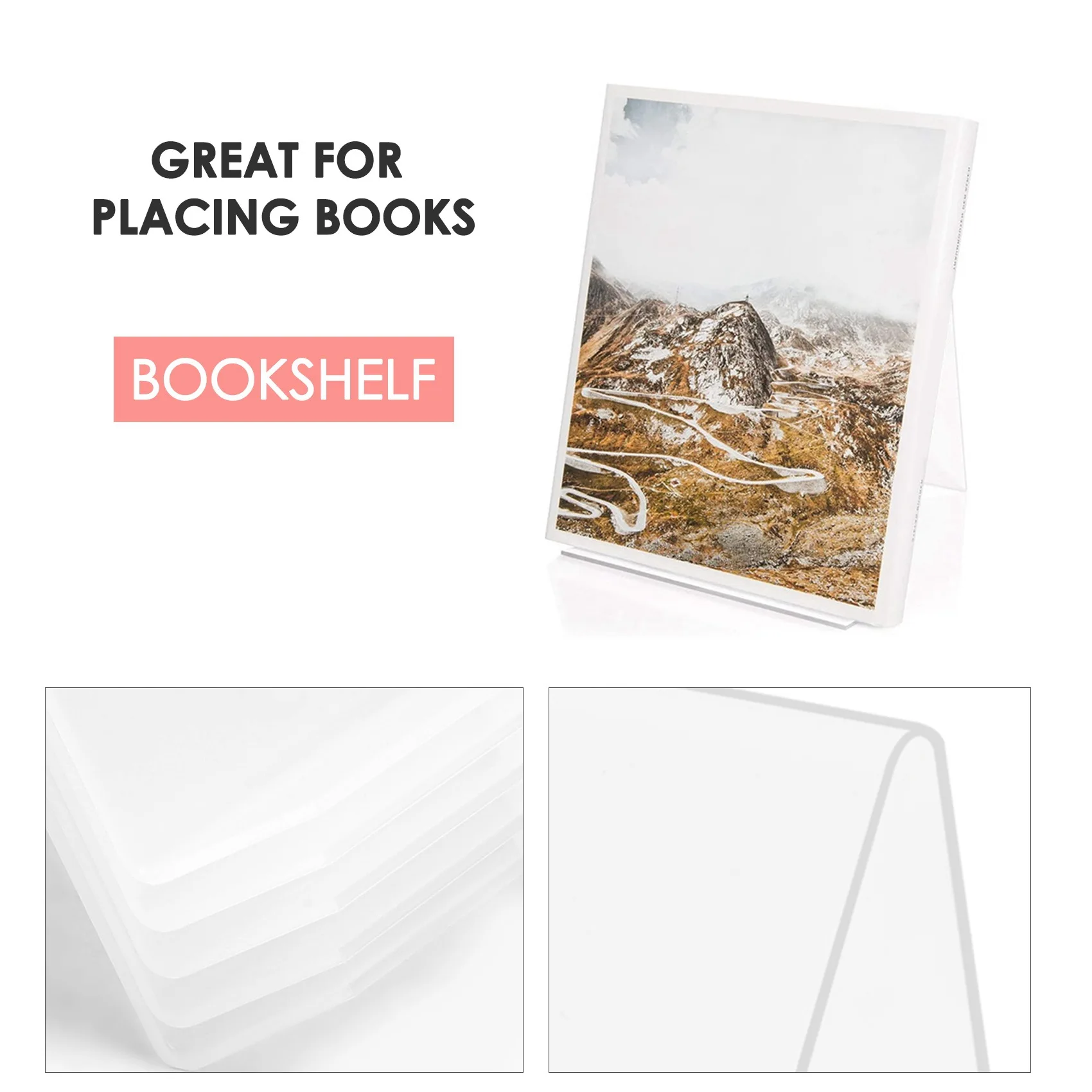 COFA Acrylic Book Stand with Ledge,Transparent Acrylic Display Easel, Clear Tablet Holder for Books,,Artworks