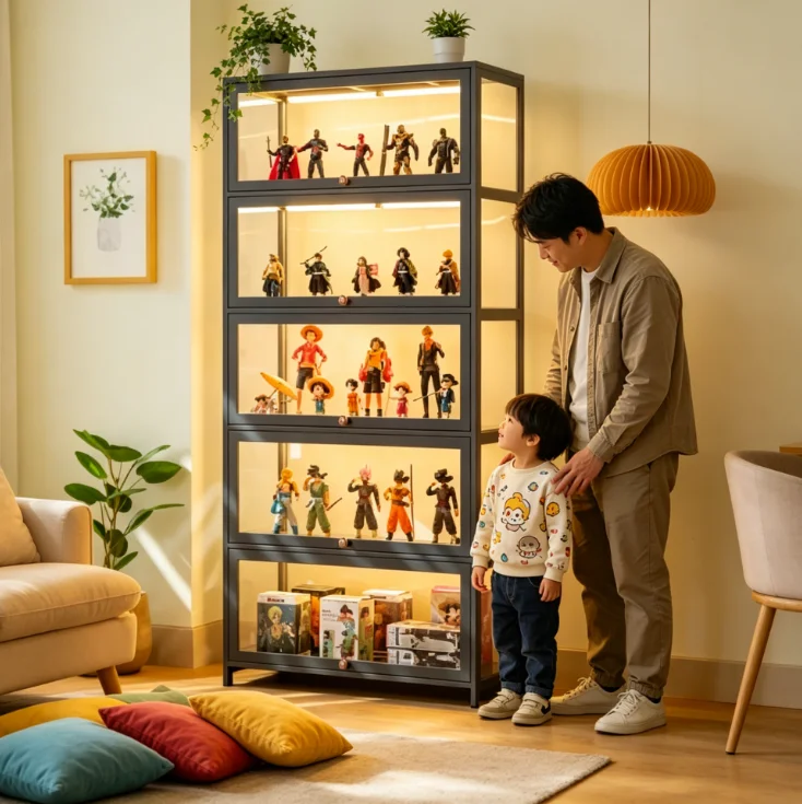 50cm Handmade Transparent Imitation Glass Acrylic Display Cabinet Dustproof Waterproof Durable Toy Storage Bookshelf