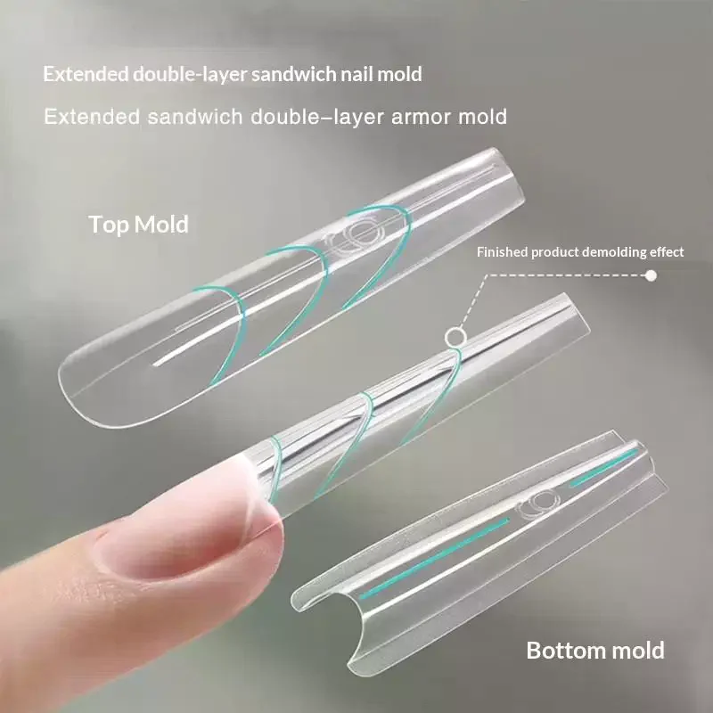 140/280 قطعة ساندويتش أشكال أظافر مزدوجة ملحقات-أشكال مزدوجة قالب سفلي طويل مربع اللوز مسمار الفن أشكال مانيكير أداة #5