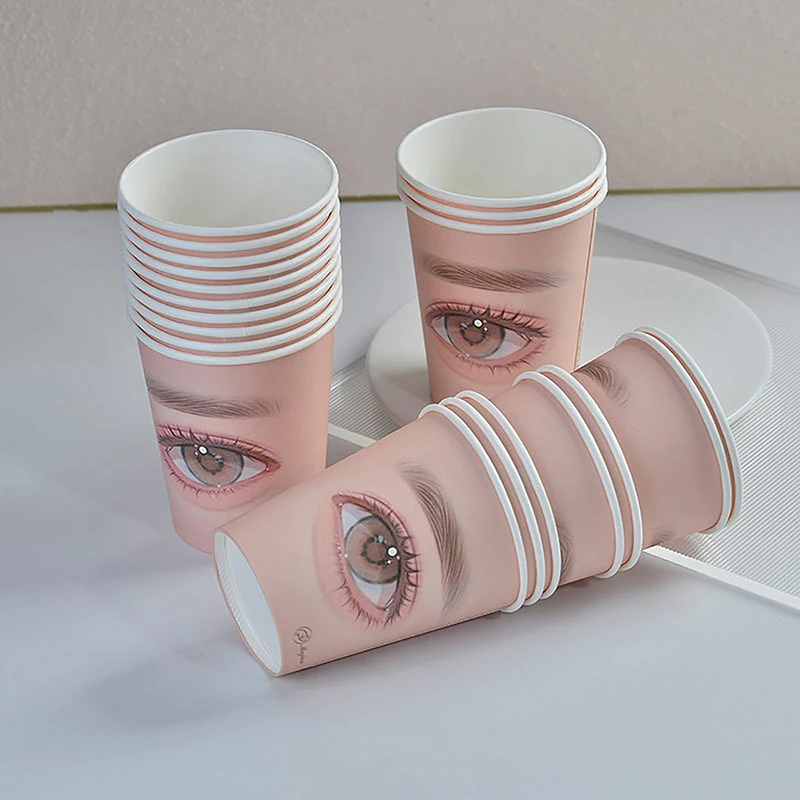 20Pcs Beauty Eyelash Practice Paper Cup Eyelash Extension Practice Beginner Lashes Training Disposable Paper Cups Multifunction