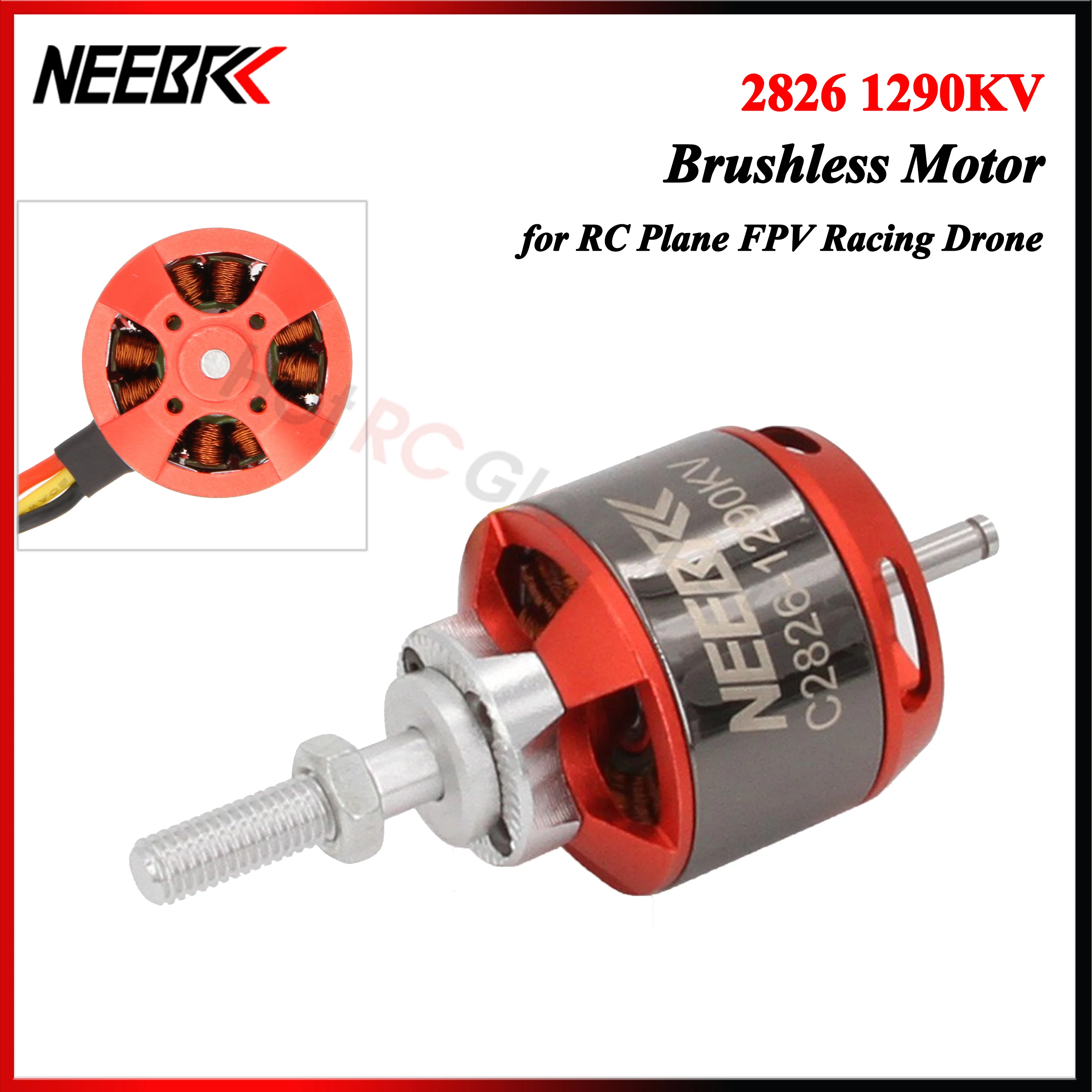 

NEEBRC 2826 1290KV 2-4S Outrunner Brushless Motor for RC Fixed-wing FPV Racing Drone Plane Quadcopter 1290 Propeller Airplane