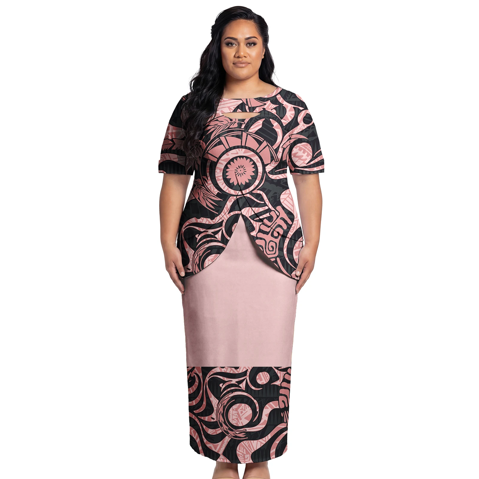 

Polynesian Puletasi for Ladies Hawaiian Party Beach 2 Piece Set Women Elegant Samoan Puletasi Spring Summer New Fashion Clothes