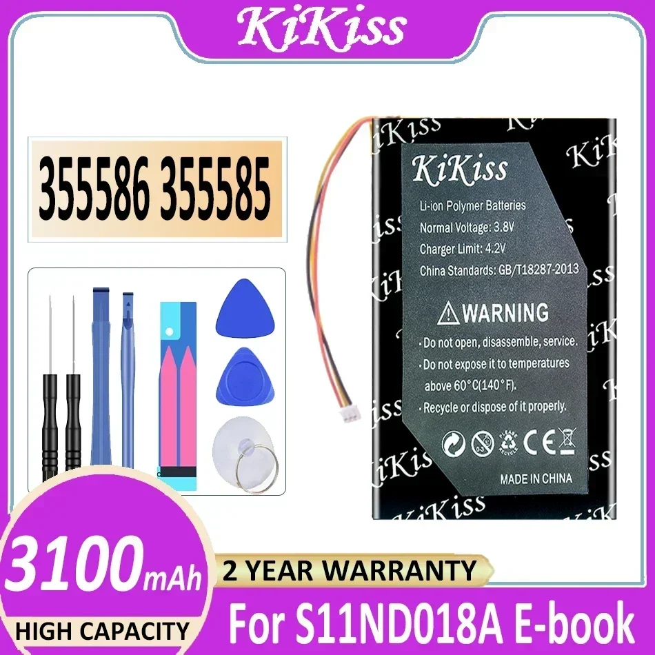 KiKiss Battery 355586 3100mAh For S11ND018A E-book for ONYX BBA10 355585 power bank for PSP DVR 305585 Digital Bateria