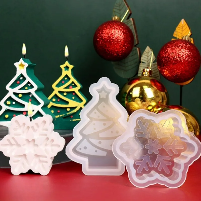 Christmas Tree Candle Silicone Mold Snowflake Shape Candle Making Soap Resin Mold DIY Christmas Gifts Craft Home Decoration Tool