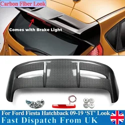 For Ford Fiesta Wing Rear Spoiler Carbon Fiber Look Roof Spoiler 2009-18 ST MK7